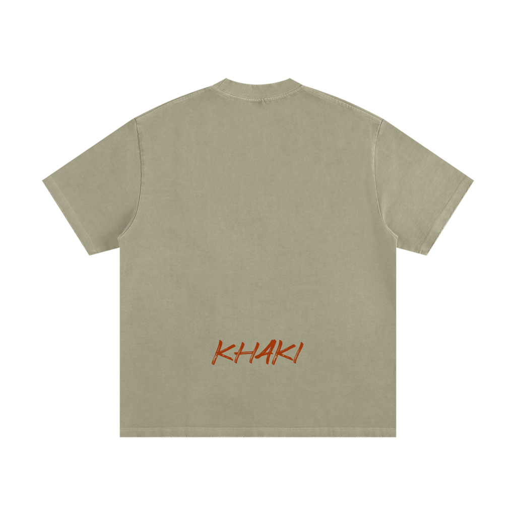 Khaki Small Logo - Heavyweight Frayed T-Shirt
