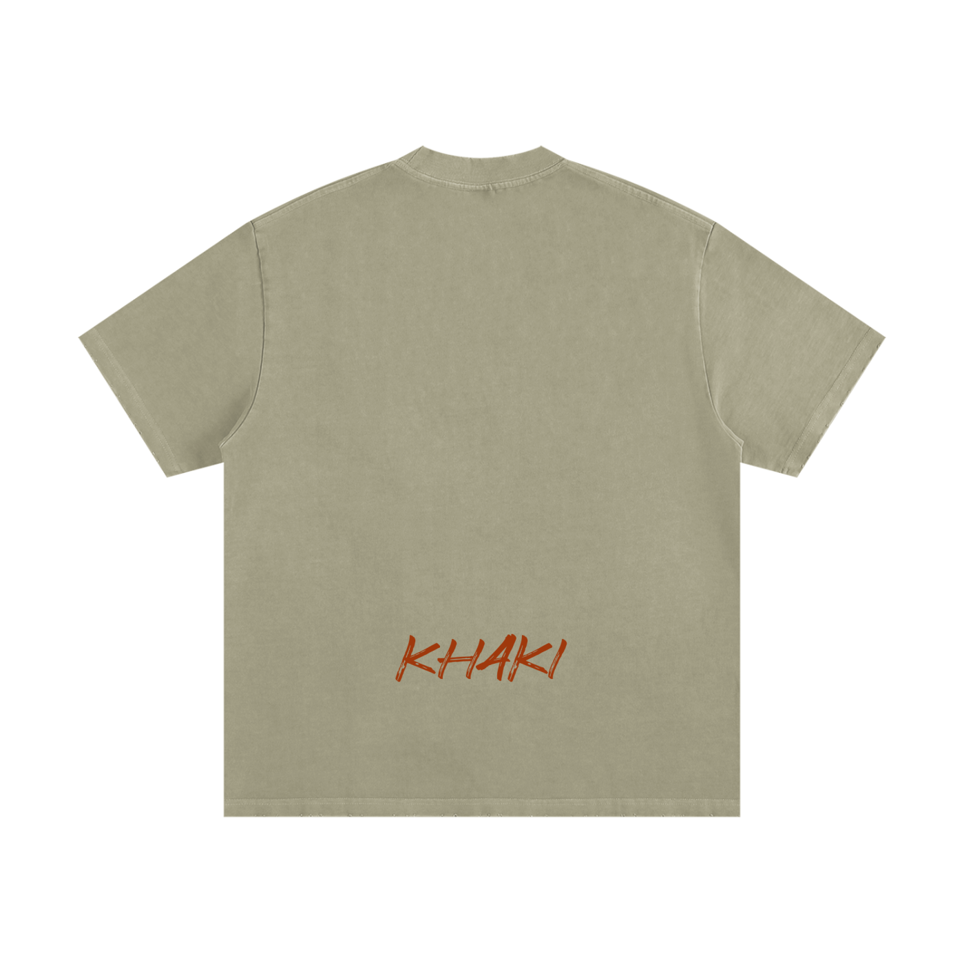 Khaki Small Logo - Heavyweight Frayed T-Shirt