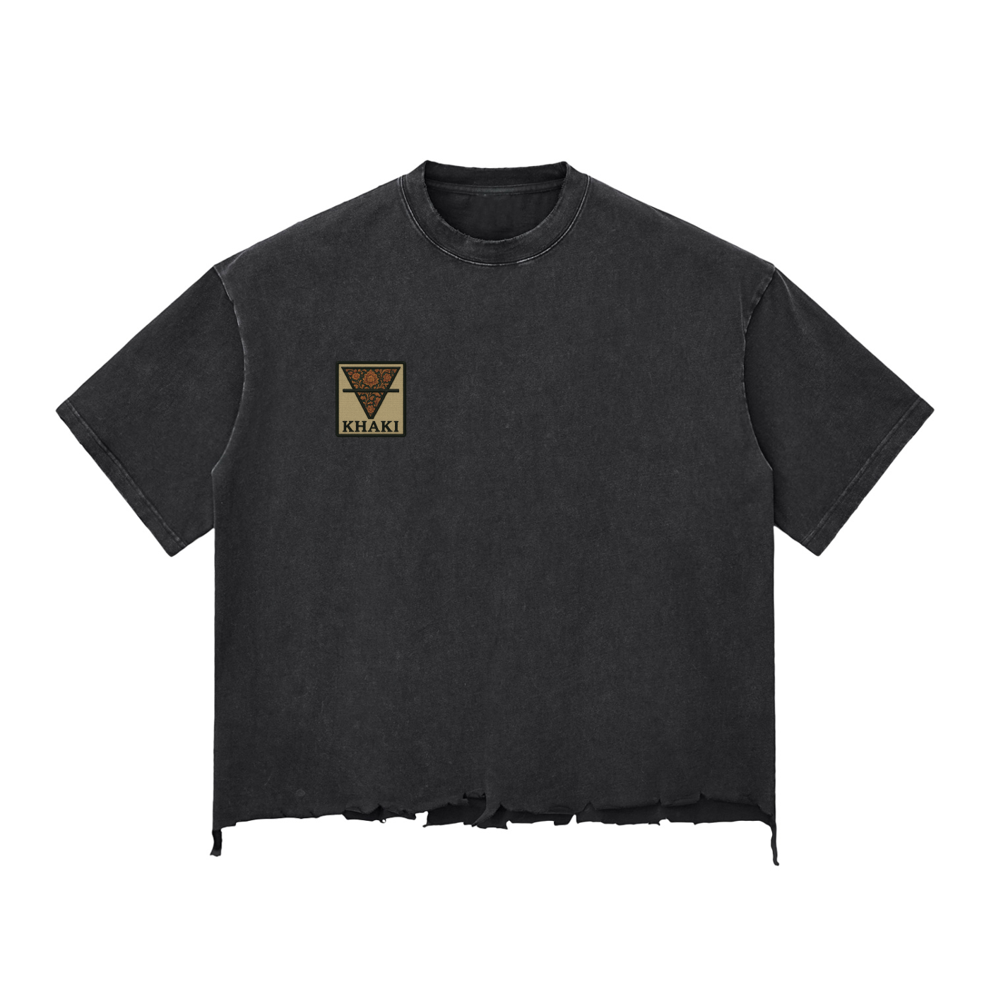 Khaki Logo - Raw-Hem Boxy T-shirt