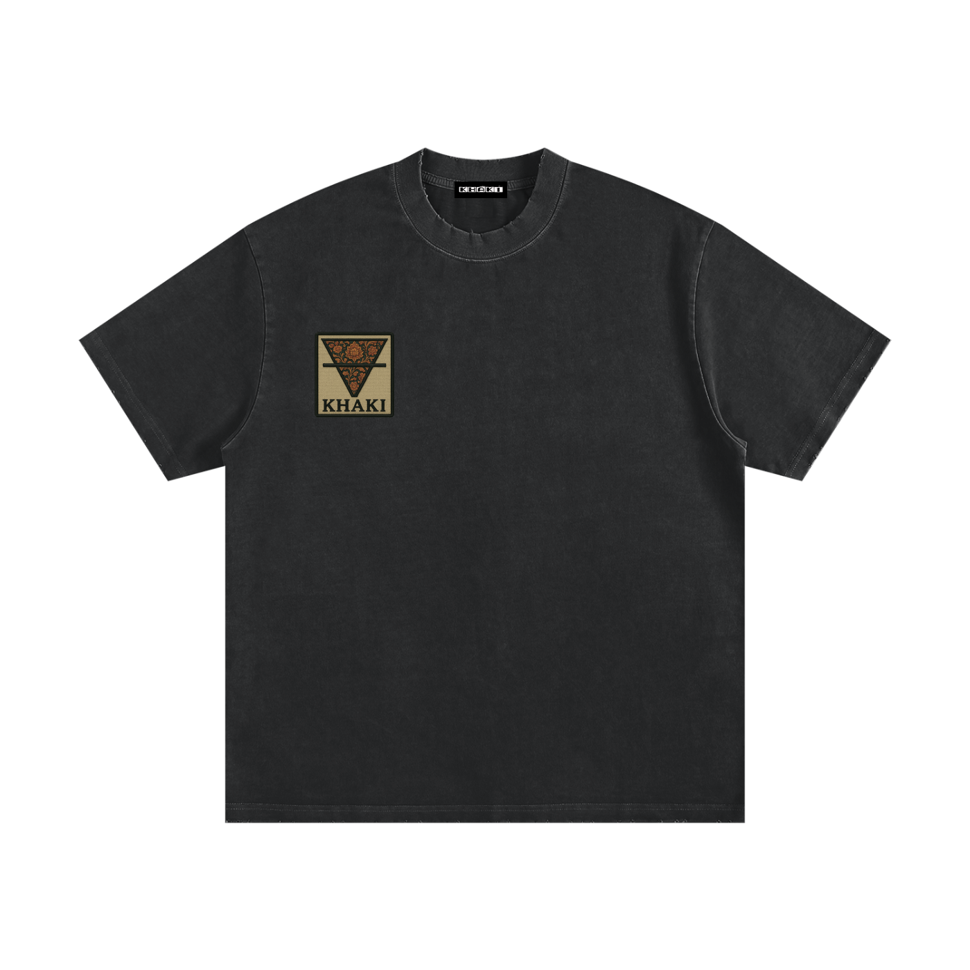 Khaki Small Logo - Heavyweight Frayed T-Shirt