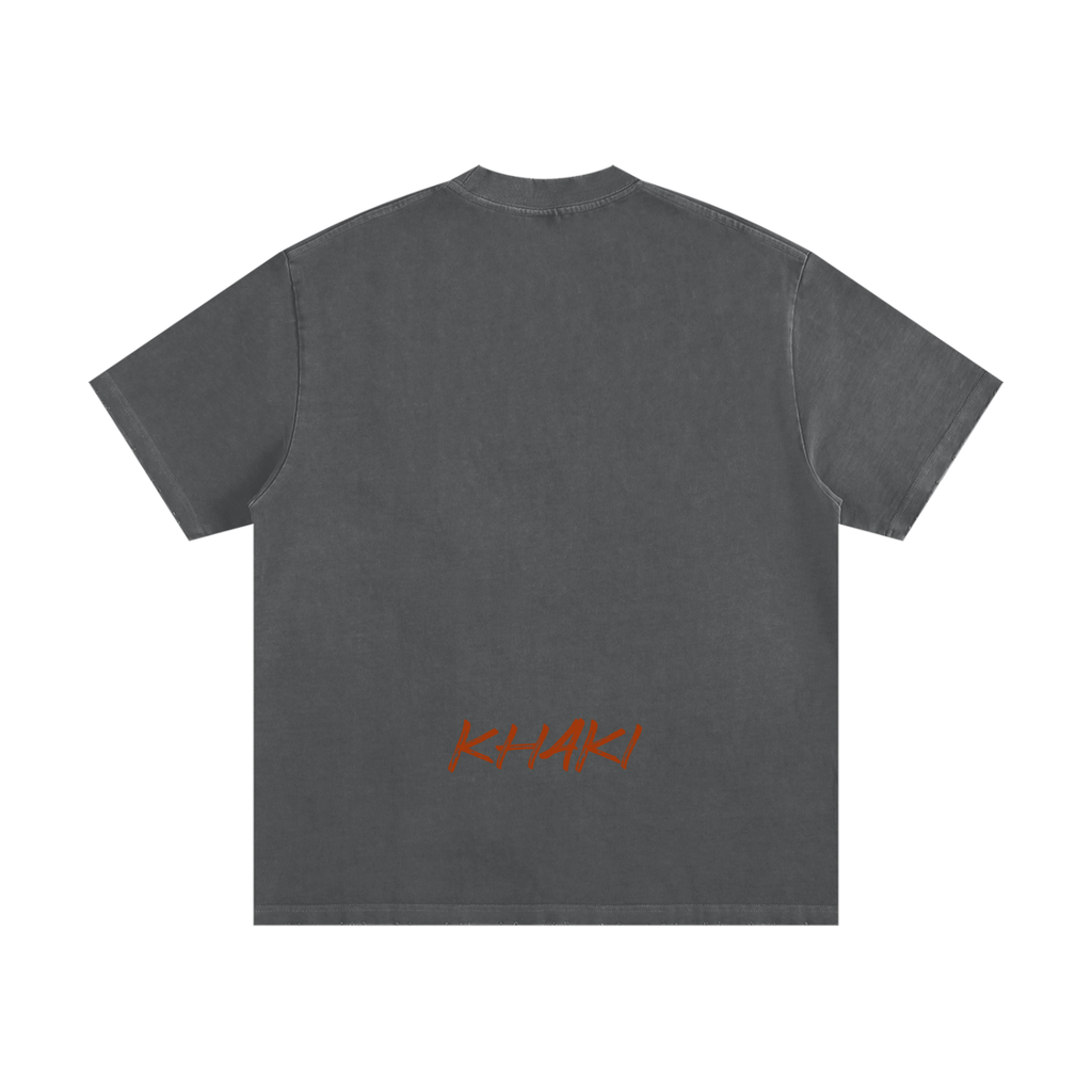 Khaki Small Logo - Heavyweight Frayed T-Shirt