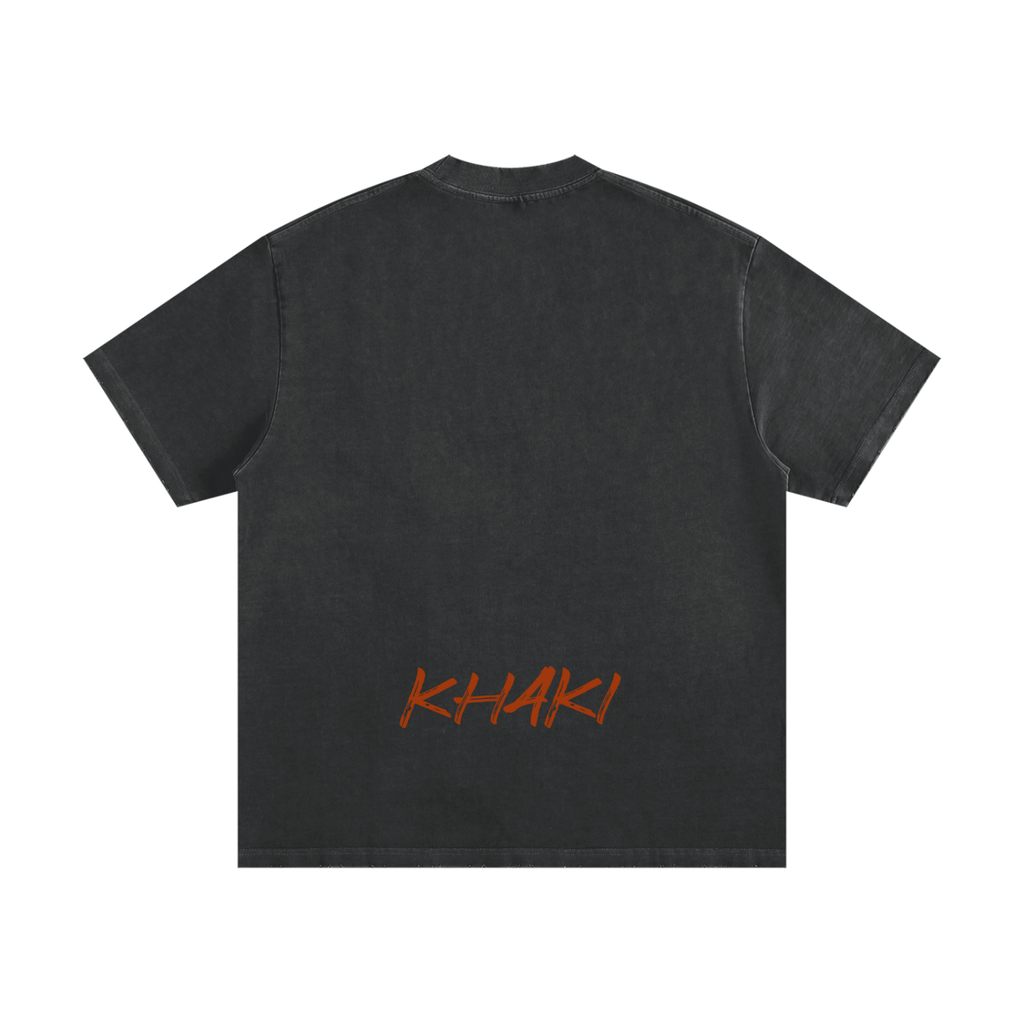 Khaki Small Logo - Heavyweight Frayed T-Shirt