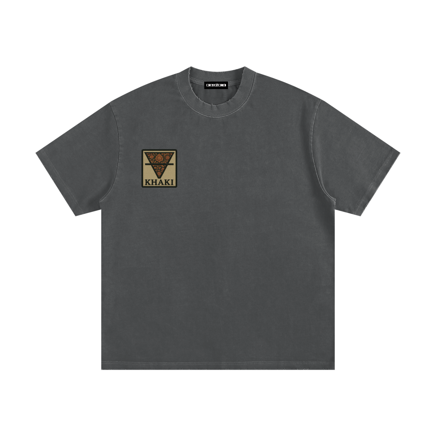 Khaki Small Logo - Heavyweight Frayed T-Shirt