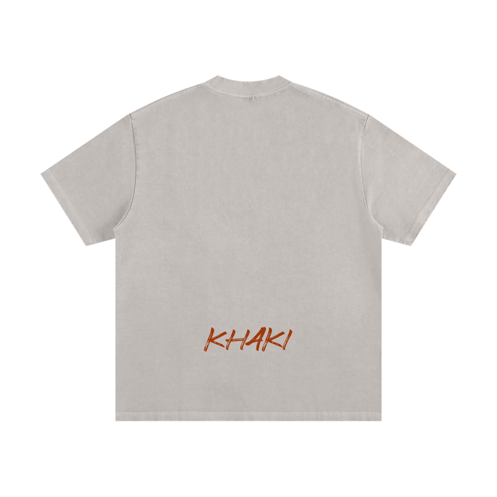 Khaki Small Logo - Heavyweight Frayed T-Shirt