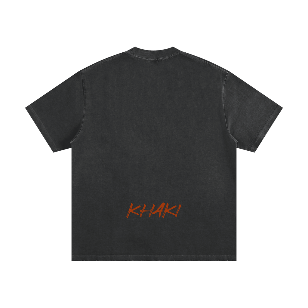 Khaki Small Logo - Heavyweight Frayed T-Shirt