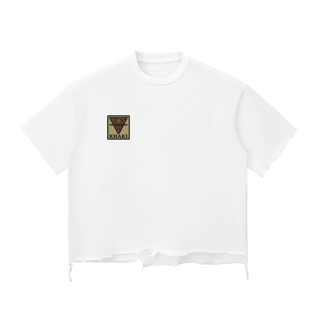 Khaki Logo - Raw-Hem Boxy T-shirt